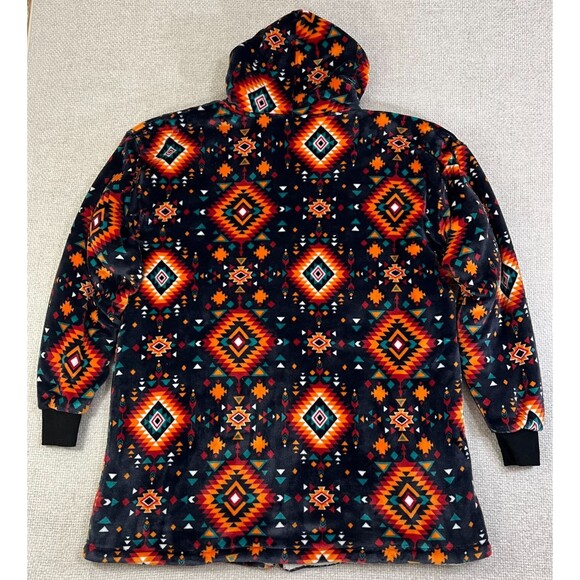 Sherpy Hoodie Women's One Size Full Zip Aztec Pattern Oversized Sherpa Lined - Picture 3 of 8